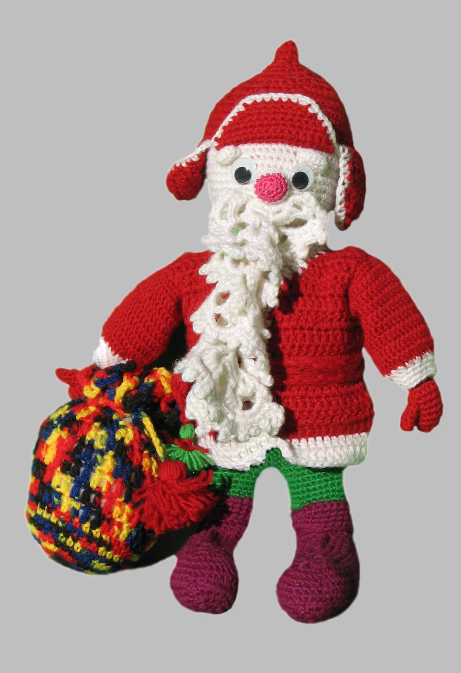 Авторская коллекционная  ручная работа, вязунчики,  Дед мороз в красном (фото,фотография)